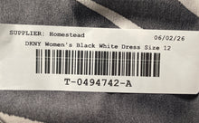Load image into Gallery viewer, DKNY Womens Black White Printed Short Sleeve Tie Waist Midi Shirt Dress Size 12