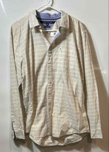 Load image into Gallery viewer, Tommy Hilfiger Mens Beige Striped Cotton Long Sleeve Button-Up Shirt Size XL