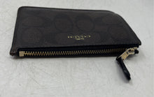 Load image into Gallery viewer, Coach Womens Brown Black Signature Print Leather Zipper Small Pouch Wallet