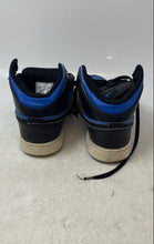 Load image into Gallery viewer, Nike Kids Jordan 1 Mid Black Blue Round Toe Lace-Up Sneaker Shoes Size 7Y