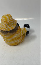 Load image into Gallery viewer, Small Decor Collectible Porcelain Clown Doll In Yellow Gingham Plaid Suit & Hat
