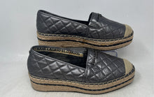 Load image into Gallery viewer, Karl Lagerfeld Womens Dalia Silver Leather Quilted Platform Espadrille Flats 9M