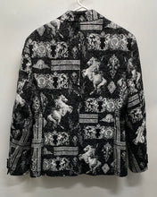 Load image into Gallery viewer, Zara Mens Black Gray Printed Long Sleeve One-Button Blazer Jacket Size 38