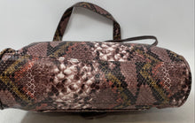 Load image into Gallery viewer, Nine West Womens Brown Snakeskin Print Faux Leather Pockets Shoulder Handbag