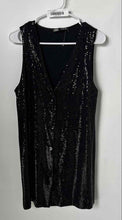 Load image into Gallery viewer, Zara Womens Black Sequin Sleeveless Mini Vest Dress Size Small
