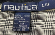 Load image into Gallery viewer, Nautica Mens Gray Houndstooth Long Sleeve Collared Polo Shirt Size Large