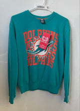 Load image into Gallery viewer, NFL Team Apparel Womens Turquoise Miami Dolphins Pullover Sweatshirt M With Tag
