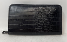 Load image into Gallery viewer, Aldo Womens Black Croc Embossed Faux Leather Credit Card Zip-Around Wallet