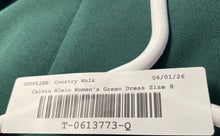 Load image into Gallery viewer, Calvin Klein Womens Green 3/4 Bell Sleeve Boat Neck Back Zip Sheath Dress Size 8