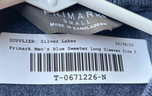 Load image into Gallery viewer, Primark Mens Blue Long Sleeve Crew Neck Stretch Pullover Sweater Size Small