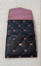 Load image into Gallery viewer, Luv Betsey By Betsey Johnson Womens Black Purple Heart Quilted Trifold Wallet
