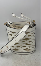 Load image into Gallery viewer, BCBGeneration Womens White Faux Leather Shoulder Strap Hammock Cutout Bucket Bag