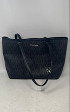 Load image into Gallery viewer, Michael Kors Womens Jet Set Black Monogram Print Double Handle Tote Handbag