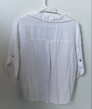 Load image into Gallery viewer, Zara Womens White Roll Tab Sleeve Collared Button Front Blouse Top Size XS