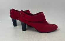 Load image into Gallery viewer, Coach And Four Womens Red Faux Suede Side Zip Block Heel Ankle Boots Size 7.5