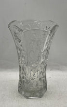 Load image into Gallery viewer, Clear Engraved Crystal Cut Decorative Collectible Scalloped Edge Flower Vase