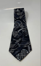 Load image into Gallery viewer, Brittany Bay Mens Black White Abstract Print Keeper Loop Adjustable Pointed Tie