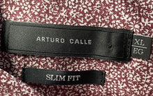 Load image into Gallery viewer, Arturo Calle Mens Burgundy Print Long Sleeve Slim-Fit Button-Up Shirt XL W/Tags