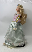 Load image into Gallery viewer, Antique Ceramic Decor Blonde Hair Blue Eyes Crown Pastel Gown Fashion Doll