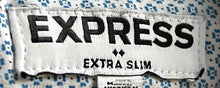 Load image into Gallery viewer, Express Mens White Blue Floral Cotton Extra Slim Fit Dress Shirt Size M 15-15.5