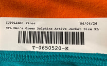 Load image into Gallery viewer, NFL Team Apparel Mens Green Miami Dolphins Activewear Quarter-Zip Jacket Size XL