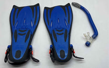 Load image into Gallery viewer, U.S. Divers Unisex Blue Black Adjustable Fins Size ML/XL With Snorkel Bag