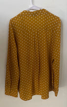 Load image into Gallery viewer, Ann Taylor Womens Mustard Yellow Dotted Print Long Sleeve Blouse Top Size XL