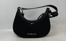 Load image into Gallery viewer, Tommy Hilfiger Womens Black Monogram Detachable Strap Zip Top Shoulder Purse