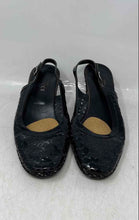 Load image into Gallery viewer, Sesto Meucci Womens Black Leather Laser Cut Wedge Heel Slingback Sandals Size 8