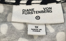 Load image into Gallery viewer, Diane Von Furstenberg Womens Black White Sea Spots Long Sleeve Wrap Dress Sz 1X