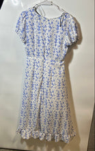 Load image into Gallery viewer, Forever 21 Womens Blue White Floral V-Neck Cutout Short Sleeve A-Line Dress Sz L