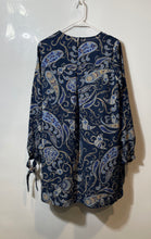 Load image into Gallery viewer, H&M Womens Blue Paisley Print Long Sleeve Button Tunic Shift Dress Size 8