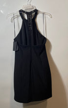 Load image into Gallery viewer, Guess Womens Black Silver Beaded Halter Neck Back Zip Mini Dress Sz 10 With Tags