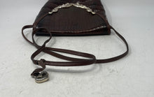 Load image into Gallery viewer, Brighton Womens Brown Leather Crocodile Print Charm Inner Pocket Crossbody Bag