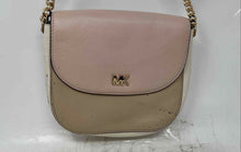 Load image into Gallery viewer, Michael Kors Womens White Brown And Pink Leather Half Dome Crossbody Bag