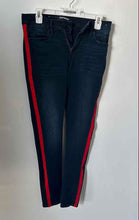 Load image into Gallery viewer, Express Womens Blue Red Side Stripe Mid Rise Legging Skinny Jeans Size 6S
