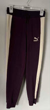Load image into Gallery viewer, Puma Girls Purple Side Stripe Tapered Leg Drawstring Track Pants Size M With Tag
