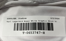 Load image into Gallery viewer, Karl Lagerfeld Paris Womens White Long Sleeve Crew Neck Graphic T-Shirt Size XS