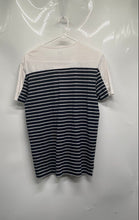 Load image into Gallery viewer, Armani Exchange Womens Black White Striped Short Sleeve V-Neck T-Shirt Size S