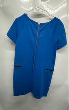 Load image into Gallery viewer, Ann Taylor Womens Blue Ponte Knit Short Sleeve Zipper Pocket Shift Dress Size M