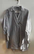 Load image into Gallery viewer, Zara Basic Womens Multicolor Striped Long Sleeve Collared Blouse Top Size M