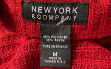 Load image into Gallery viewer, New York & Company Womens Red Knitted 3/4 Sleeve Boat Neck Tunic Sweater Size M