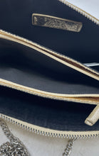 Load image into Gallery viewer, Zara Womens Metallic Gold Leather Chain Strap Zip Top Lined Crossbody Bag