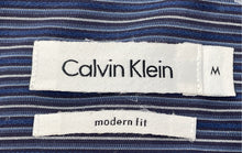 Load image into Gallery viewer, Calvin Klein Mens Blue Striped Print Modern Fit Long Sleeve Button-Up Shirt Sz M