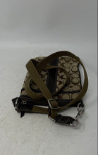 Load image into Gallery viewer, Coach Womens Brown Beige Signature Stripe Swingpack Charm Crossbody Handbag