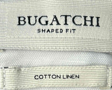 Load image into Gallery viewer, Bugatchi Mens White Cotton Linen Short Sleeve Shaped Fit Button-Up Shirt Size M
