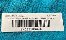 Load image into Gallery viewer, Calvin Klein Womens Dark Aqua Long Sleeve V-Neck Belted Midi Shirt Dress Size 4
