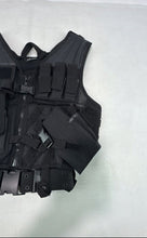 Load image into Gallery viewer, Mil-Tec Black Tactical Cross Draw Airsoft Combat Vest Multi Pockets OSFM No Size