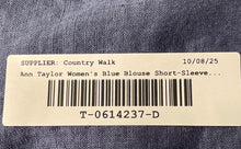 Load image into Gallery viewer, Ann Taylor Womens Blue Eyelet Short Sleeve Pullover Blouse Top Size Large