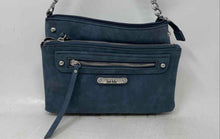Load image into Gallery viewer, Nicole Miller Womens Blue Leather Adjustable Strap Zip Top Lined Crossbody Bag